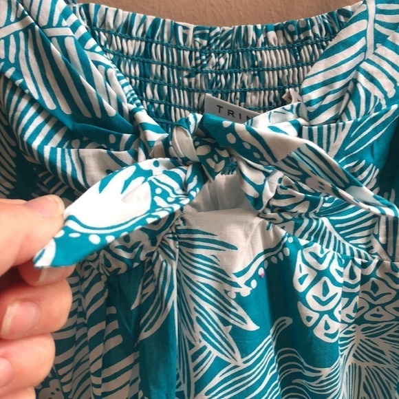 Trina Turk Glorious midi teal white tropical floral dress Small New with Tags - Picture 4 of 9